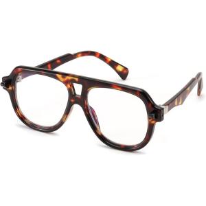 FEISEDY Stylish Reading Glasses for Woman Men Trendy Retro Double Bridge Readers B0287(Leopard)