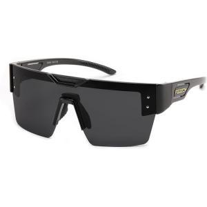 FEISEDY Sunglasses Men Women, Big Oversized Square Frame,UV400 Mirrored Sun Glasses, Cycling Driving Fishing Hiking B0064(Black Frame With Gray Lenses)