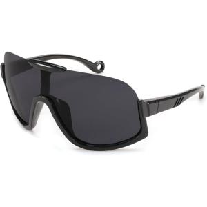 FEISEDY Sunglasses Men Women Oversized Fashion Sports Baseball Fishing Skiing Running Golf Adults Teens Half Frame B0012(Black Frame Gray Lenses)
