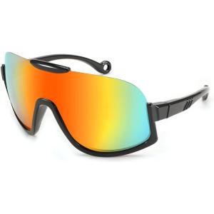 FEISEDY Sunglasses Men Women Oversized Fashion Sports Baseball Fishing Skiing Running Golf Adults Teens Half Frame B0012(Black Frame Red Mirrored Lenses)