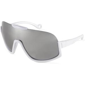 FEISEDY Sunglasses Men Women Oversized Fashion Sports Baseball Fishing Skiing Running Golf Adults Teens Half Frame B0012(White Frame Silver Lenses)