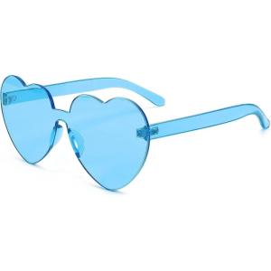 FEISEDY Thick Heart Sunglasses Rimless Heart Shaped Sun Glasses Women Fashion Love Glasses B2419(Blue)