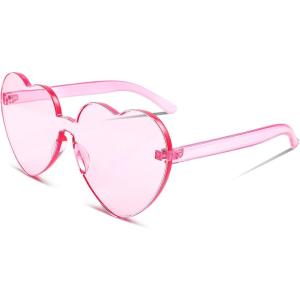 FEISEDY Thick Heart Sunglasses Rimless Heart Shaped Sun Glasses Women Fashion Love Glasses B2419(Pink)