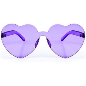 FEISEDY Thick Heart Sunglasses Rimless Heart Shaped Sun Glasses Women Fashion Love Glasses B2419(Purple)