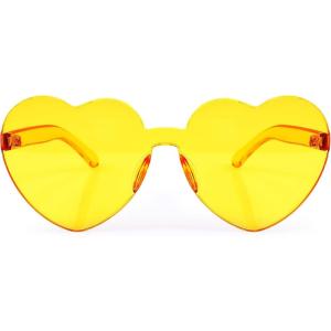 FEISEDY Thick Heart Sunglasses Rimless Heart Shaped Sun Glasses Women Fashion Love Glasses B2419(Yellow)