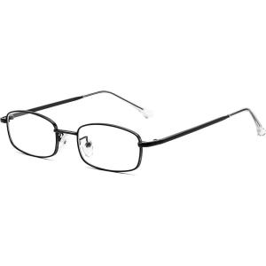 FEISEDY Vintage Blue Light Glasses for Women Metal Y2K Rectangle Glasses Gold Silver Fake Nerd Eyewear Frame B0271(Black)