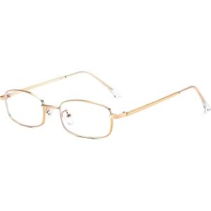 FEISEDY Vintage Blue Light Glasses for Women Metal Y2K Rectangle Glasses Gold Silver Fake Nerd Eyewear Frame B0271(Gold)