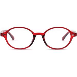 FEISEDY Vintage Oval Blue Light Glasses for Women Men Stylish Lightweight 90s Eyeglasses Fake Nerd Y2k Eyewear Frame B0242(Transparent Red)