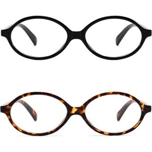 FEISEDY Vintage Oval Glasses for Women Men Retro Tortoise Blue Light Blocking Glasses Small Fake Nerd Eyewear Frames B0254(Black+tortoise)