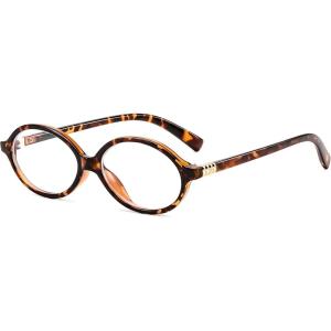FEISEDY Vintage Oval Glasses for Women Men Retro Tortoise Blue Light Blocking Glasses Small Fake Nerd Eyewear Frames B0254(Tortoise)