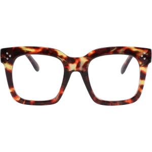 FEISEDY Women Men Blue Light Blocking Glasses Frame Oversized Designer Luxury Square Eyewear B2695-FF(Leopard Frame)