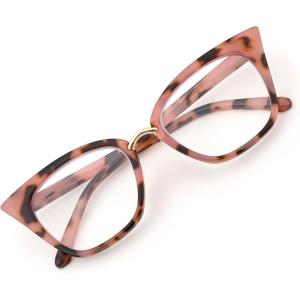 FEISEDY Women Oversized Cat Eye Reading Glasses Fashion Frame Readers B4072(Pink Leopard)