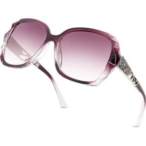 FEISEDY Women Square Reading Sunglasses Sparkling Composite Shiny Frame Sun Reader Glasses B2923(Dark Rose Purple)