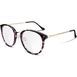 FEISEDY Women Vintage Glasses Frames Round Eyewear Clear Lens B2260(Floral Frame Transparent Lens)
