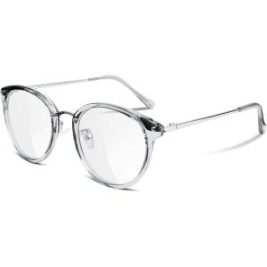 FEISEDY Women Vintage Glasses Frames Round Eyewear Clear Lens B2260(Gery Frame Transparent Lens)