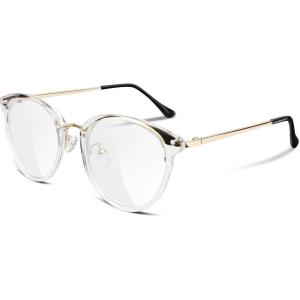 FEISEDY Women Vintage Glasses Frames Round Eyewear Clear Lens B2260(Transparent Frame Transparent Lens)