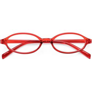 FEISEDY Y2K Retro Oval Blue Light Glasses for Women Fashion Small Face Eyewear Frame 90s Nerd Fake Cosplay Eyeglasses B0258(Transparent Red)