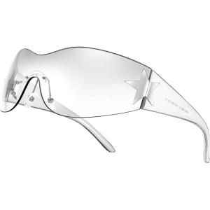FEISEDY Y2K Sunglasses for Women Men 2000s Fashion Rimless Wrap Around Frameless Star Sun Glasses B9090(Clear Black Tinted)