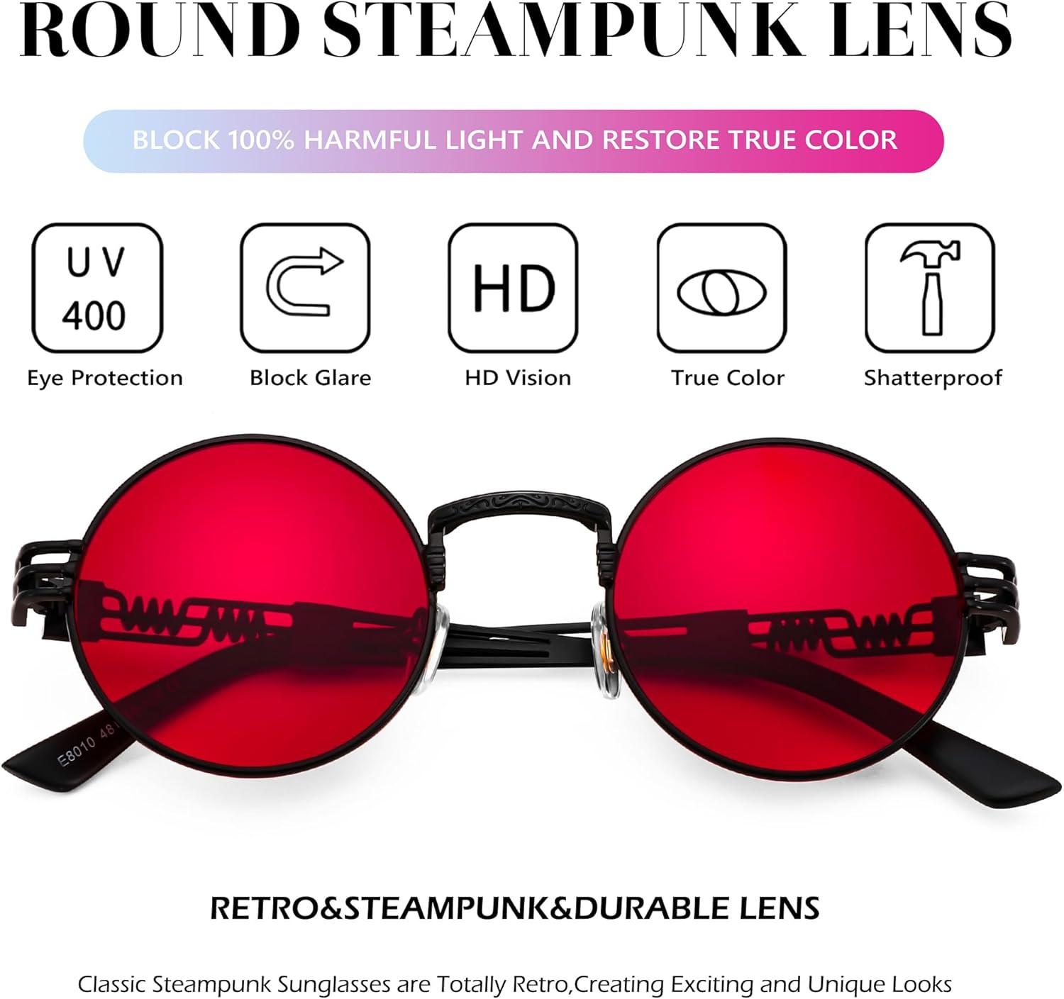 imageFEISEDY Retro Sunglasses Steampunk Men Women Gothic Round Metal Frame Punk Shade B0147