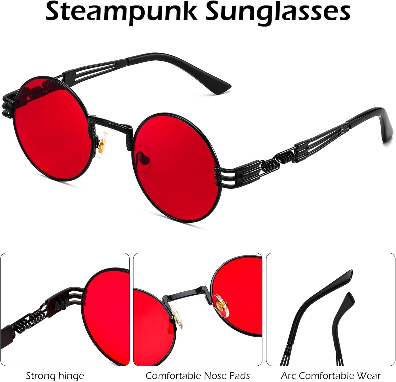 imageFEISEDY Retro Sunglasses Steampunk Men Women Gothic Round Metal Frame Punk Shade B0147
