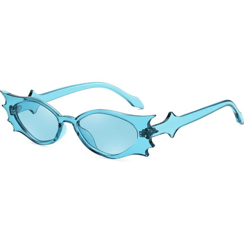 imageFEISEDY Women Men Kids Funny Sunglasses Butterfly Shaped Bat Shades for Family Halloween and Party B4188Blue