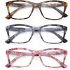 imageFEISEDY 3 Pack Fashion Rectangular Reading Glasses Men Women AntiBlue Light Blocking Lenses with Clear Vision B0368Multicolor