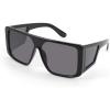 imageFEISEDY Rectangle Oversized Shield Sunglasses for Women Men Futuristic Rectangula Flat Top One Piece Shades B9037Bright Black