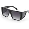 imageFEISEDY Rectangle Oversized Shield Sunglasses for Women Men Futuristic Rectangula Flat Top One Piece Shades B9037Bright BlackGradient Grey Lenses