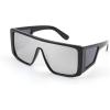 imageFEISEDY Rectangle Oversized Shield Sunglasses for Women Men Futuristic Rectangula Flat Top One Piece Shades B9037Bright BlackWhite Mirrored Lenses