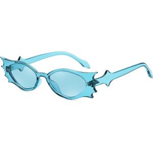 FEISEDY Women Men Kids Funny Sunglasses, Butterfly Shaped Bat Shades for Family Halloween and Party B4188(Blue)