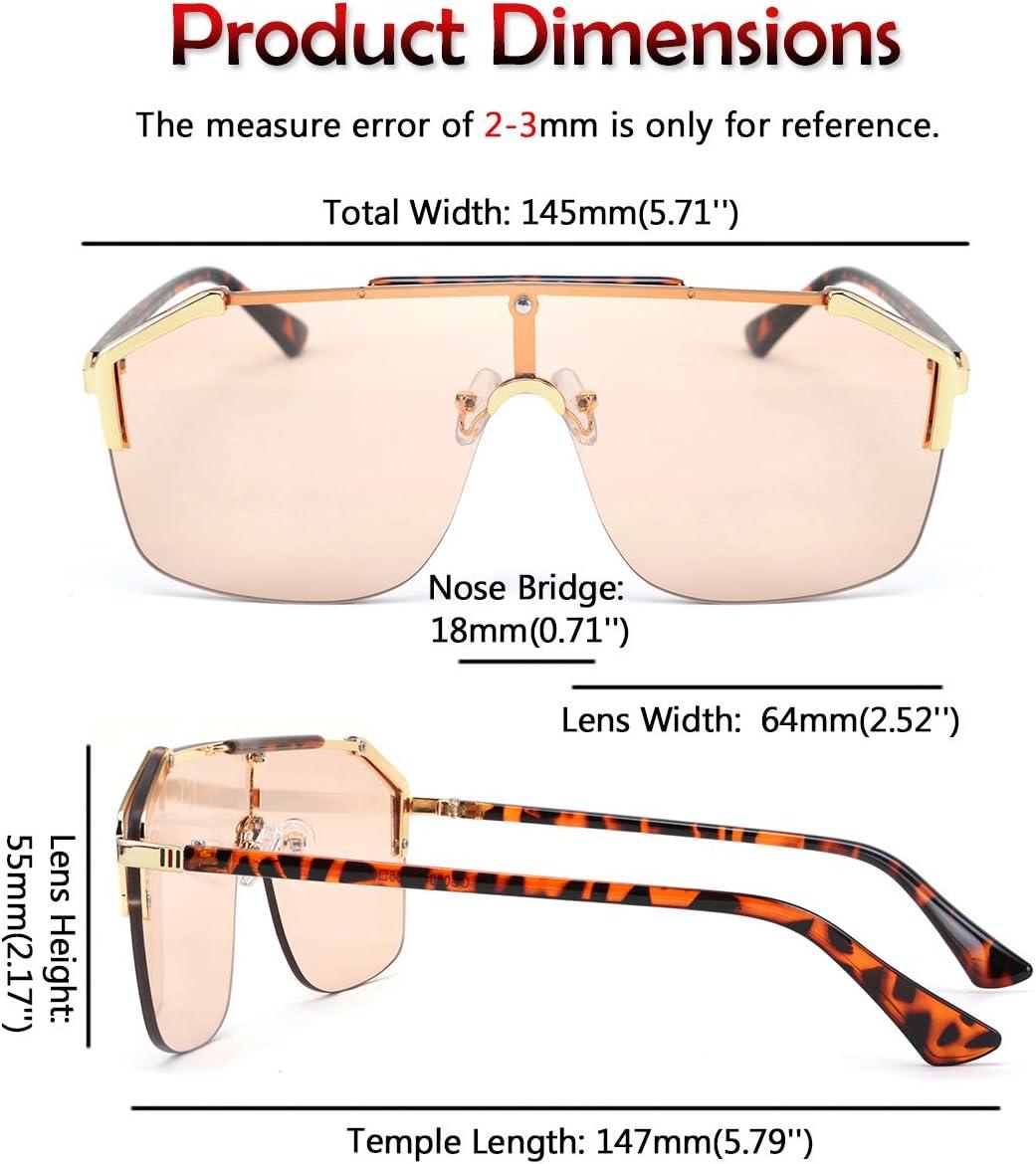 image:imageFEISEDY Classic Siamese One Piece Oversized Sunglasses Nice Rimless Stylish Retro Design for Women Men B263403 Leopardpink