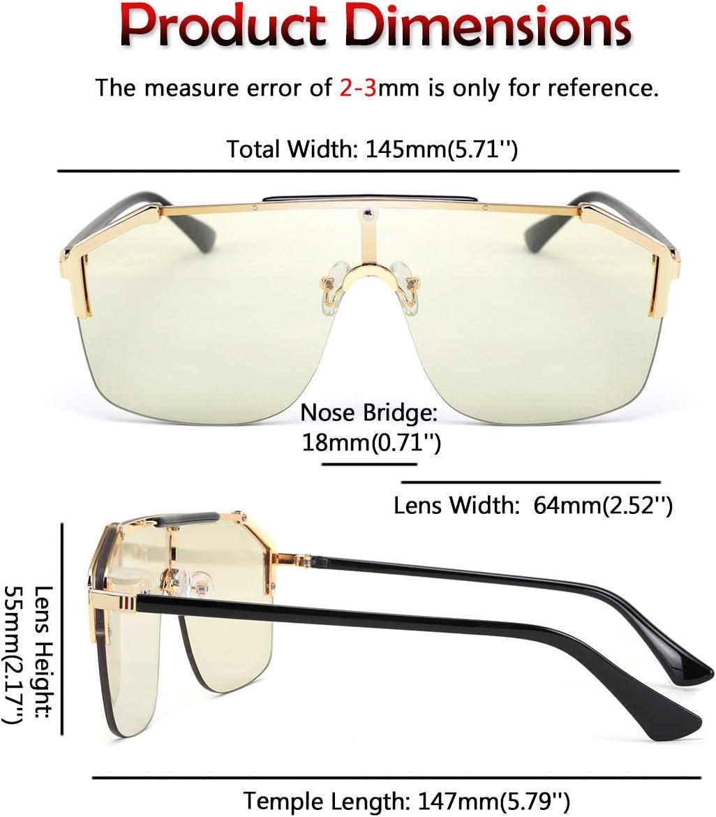 image:imageFEISEDY Classic Siamese One Piece Oversized Sunglasses Nice Rimless Stylish Retro Design for Women Men B263405 Transparent Green