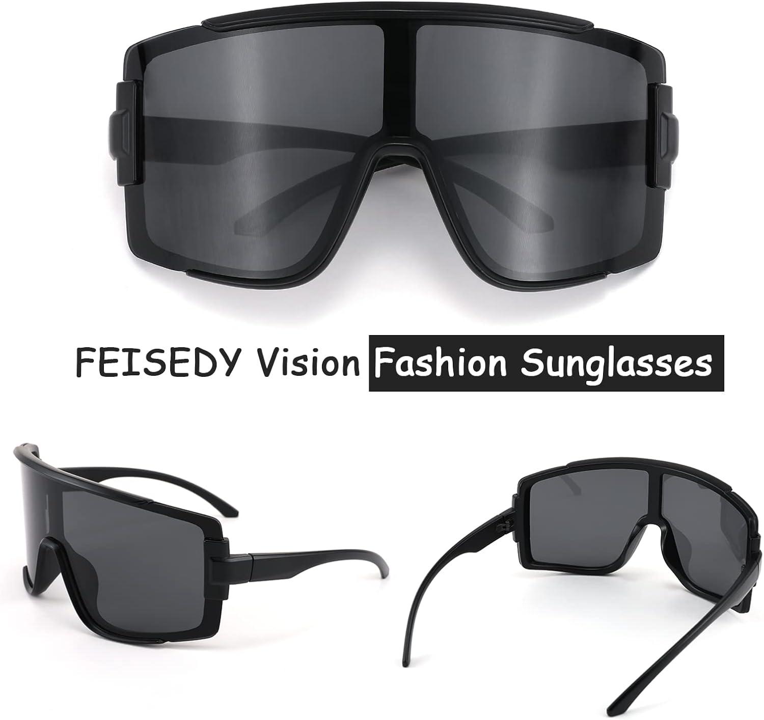 image:imageFEISEDY Men Women Sunglasses 80s Sport Cycling Baseball Glasses for Youth Teens Running Softball B4057Black