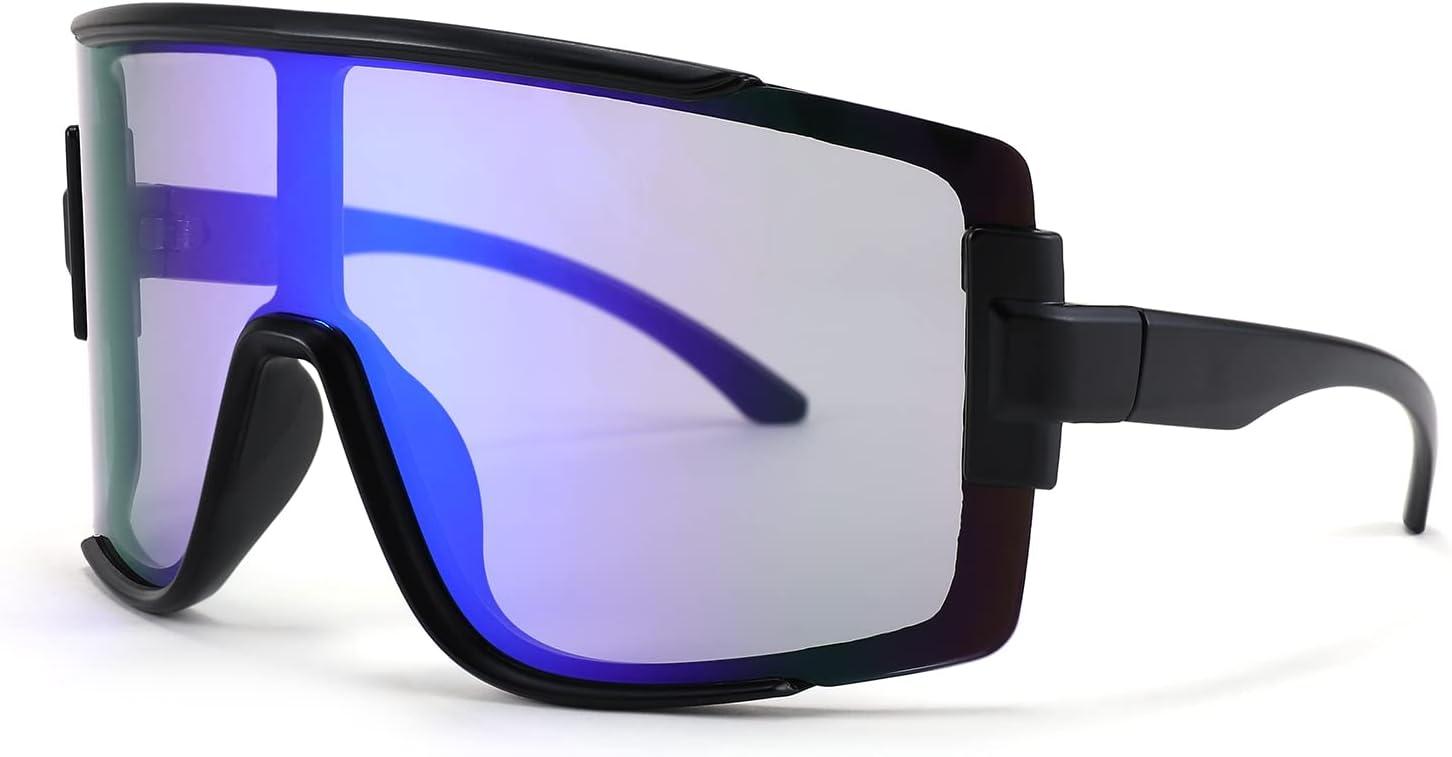 image:imageFEISEDY Men Women Sunglasses 80s Sport Cycling Baseball Glasses for Youth Teens Running Softball B4057Blue Mirror