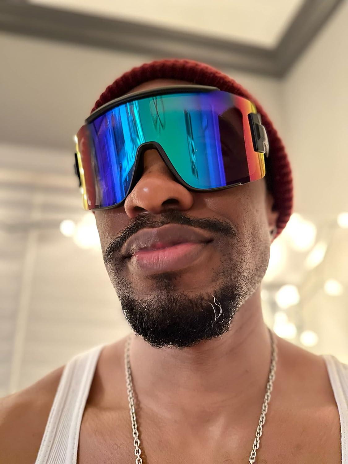 image:imageFEISEDY Men Women Sunglasses 80s Sport Cycling Baseball Glasses for Youth Teens Running Softball B4057Green Blue Mirror