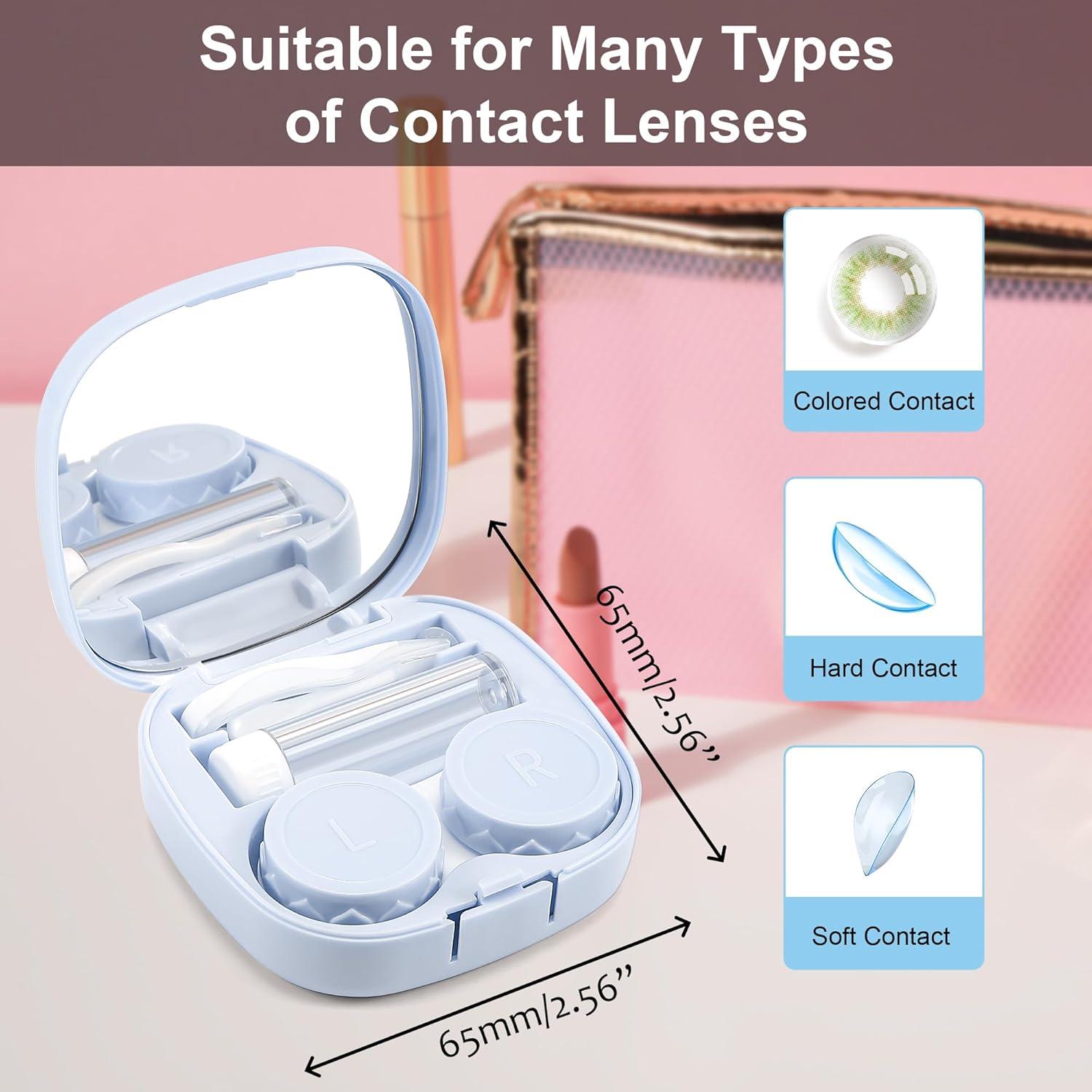 image:imageFEISEDY Portable Cute Contact Lens Case Remover Tool With Mirror Tweezers Kit for Women and Girl B0081Blue