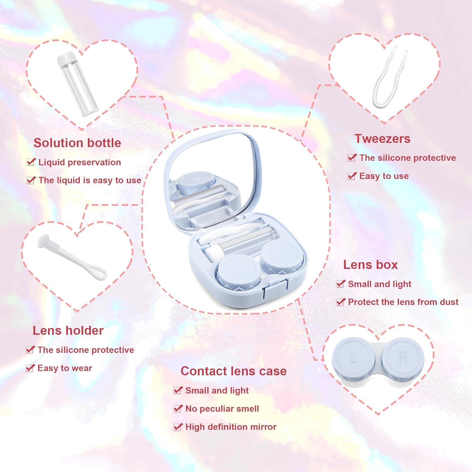 image:imageFEISEDY Portable Cute Contact Lens Case Remover Tool With Mirror Tweezers Kit for Women and Girl B0081Blue