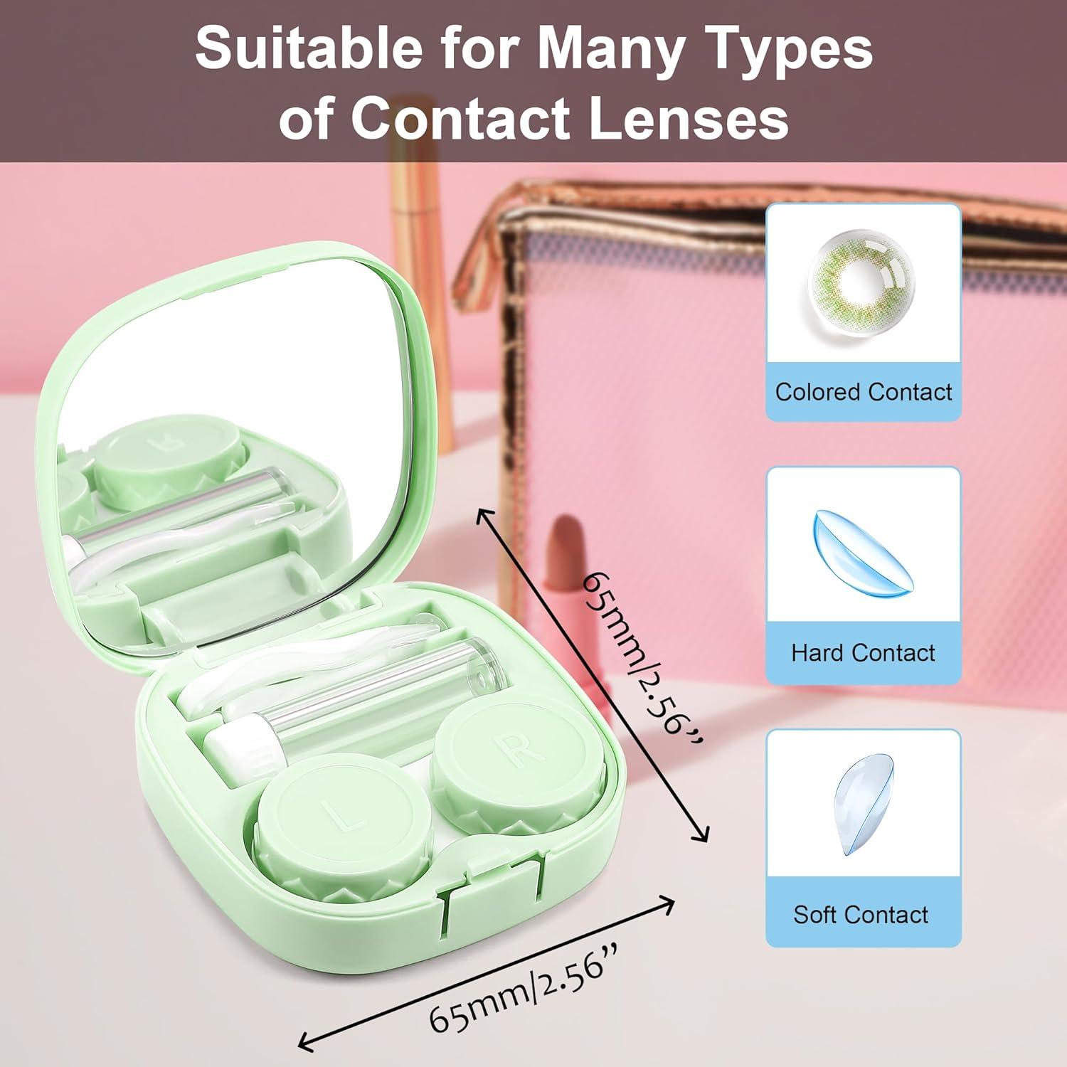 image:imageFEISEDY Portable Cute Contact Lens Case Remover Tool With Mirror Tweezers Kit for Women and Girl B0081Green