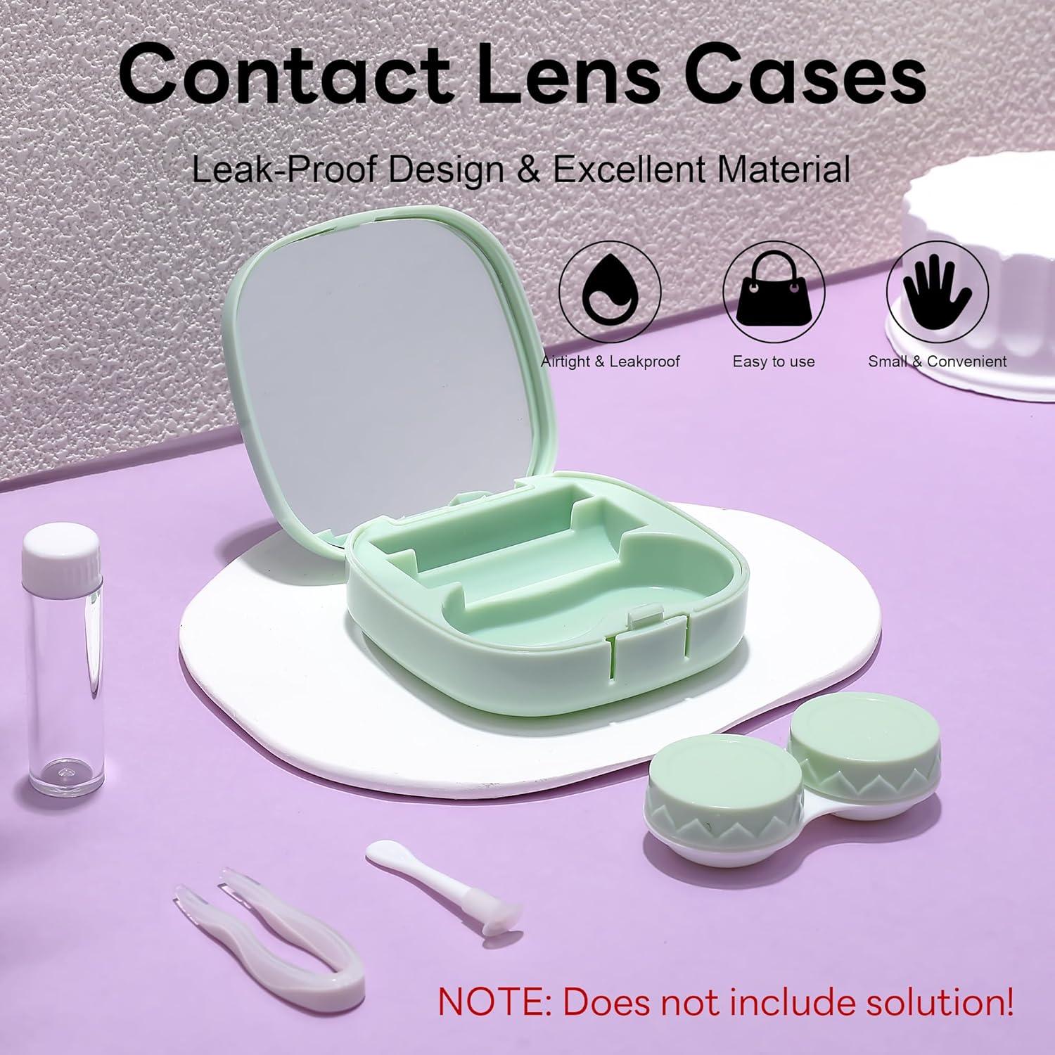 image:imageFEISEDY Portable Cute Contact Lens Case Remover Tool With Mirror Tweezers Kit for Women and Girl B0081Green