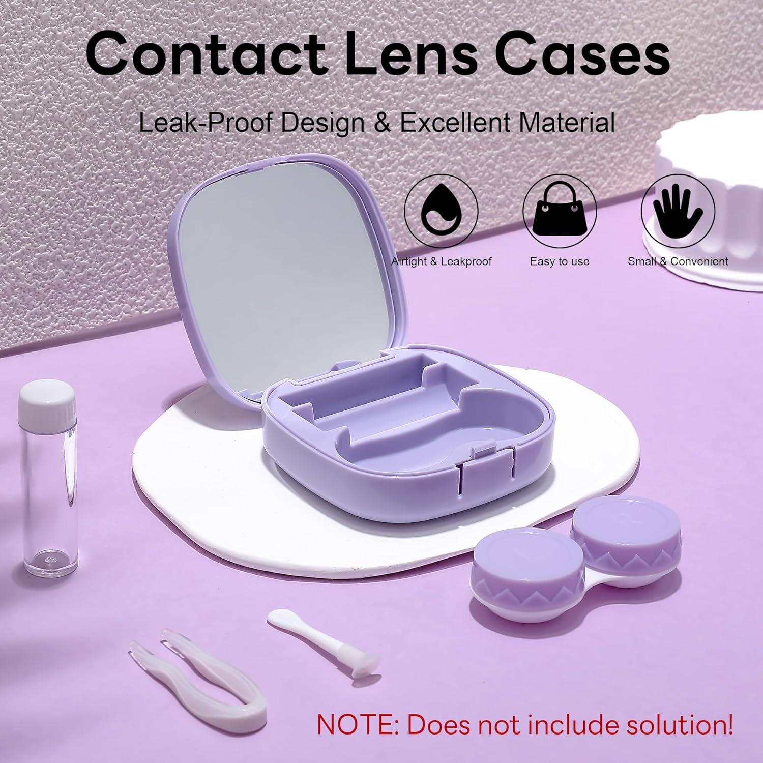 image:imageFEISEDY Portable Cute Contact Lens Case Remover Tool With Mirror Tweezers Kit for Women and Girl B0081Purple
