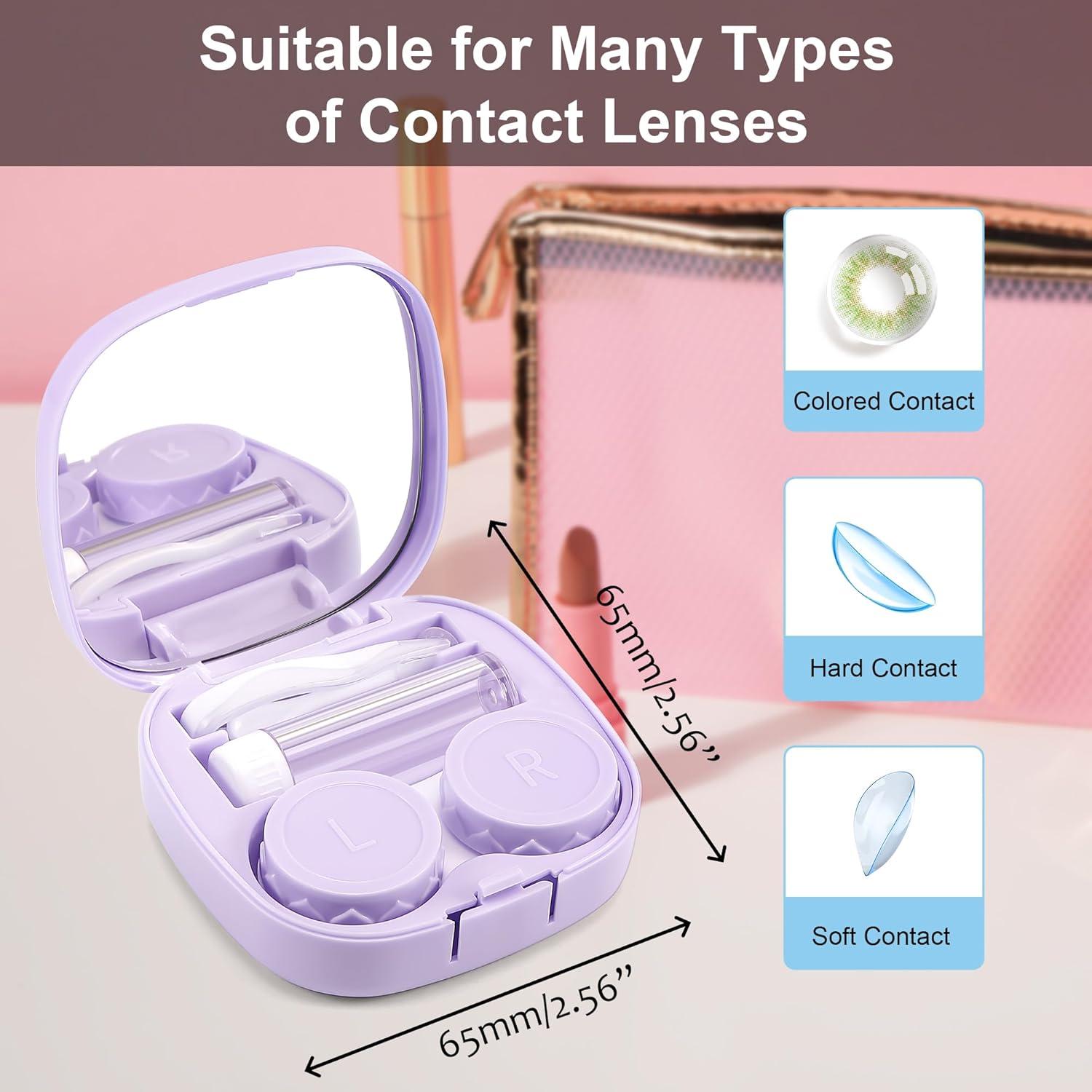 image:imageFEISEDY Portable Cute Contact Lens Case Remover Tool With Mirror Tweezers Kit for Women and Girl B0081Purple