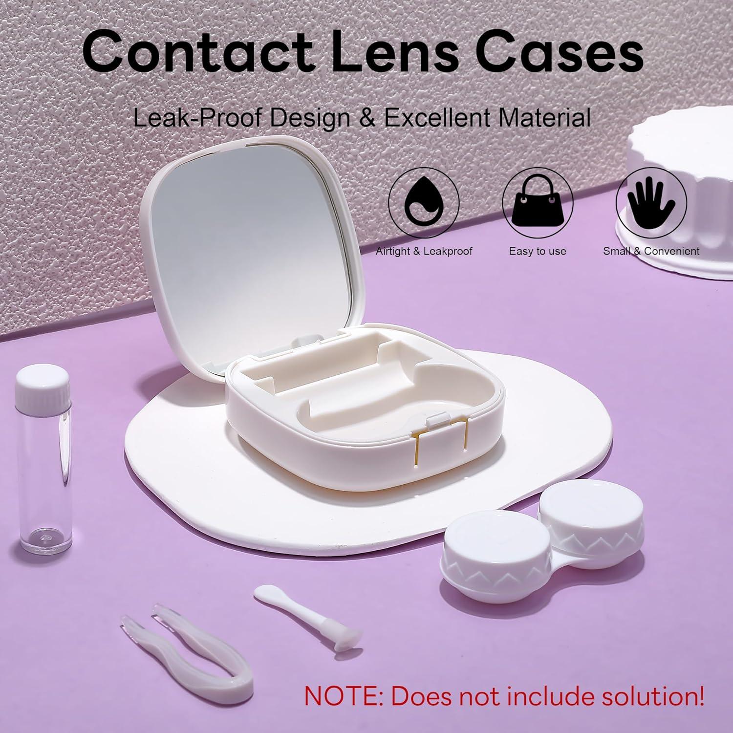 image:imageFEISEDY Portable Cute Contact Lens Case Remover Tool With Mirror Tweezers Kit for Women and Girl B0081White