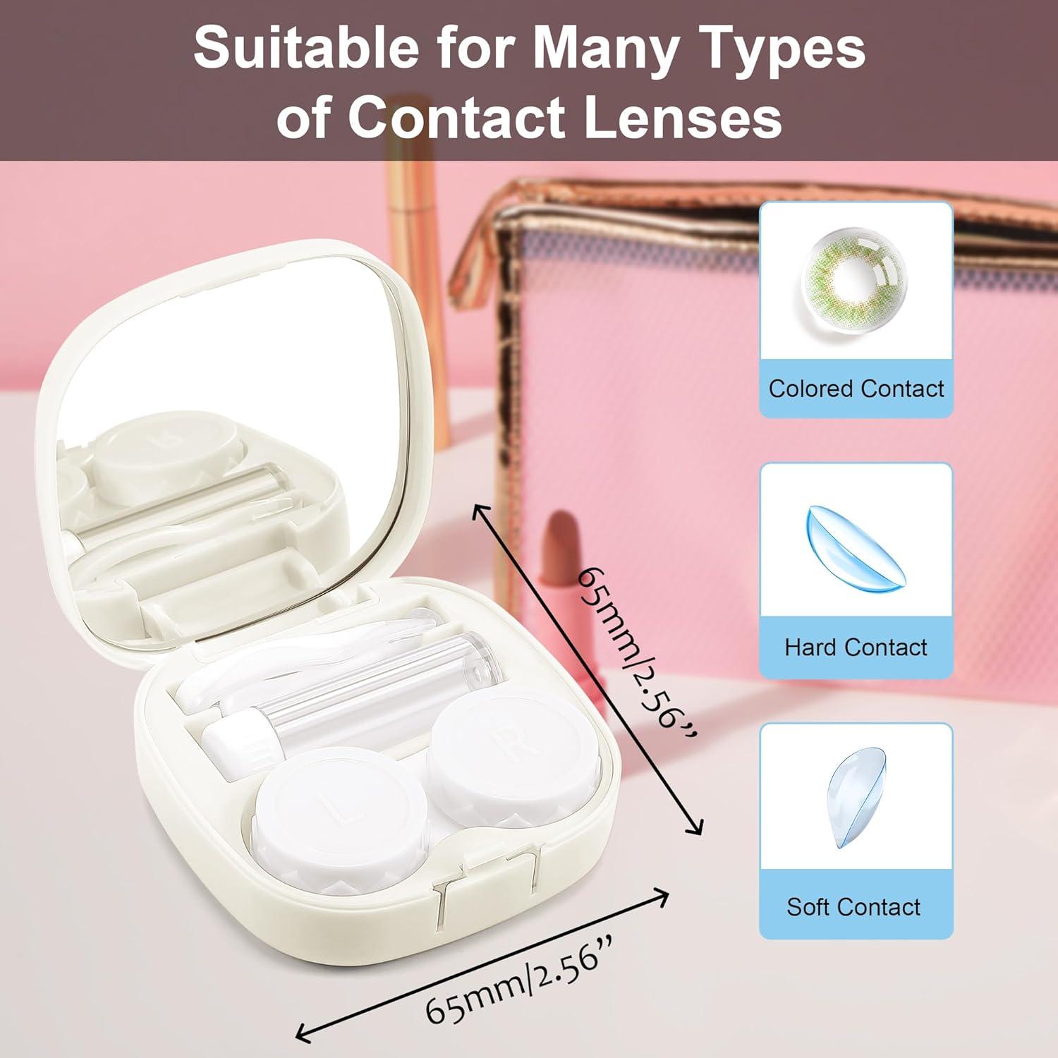 image:imageFEISEDY Portable Cute Contact Lens Case Remover Tool With Mirror Tweezers Kit for Women and Girl B0081White