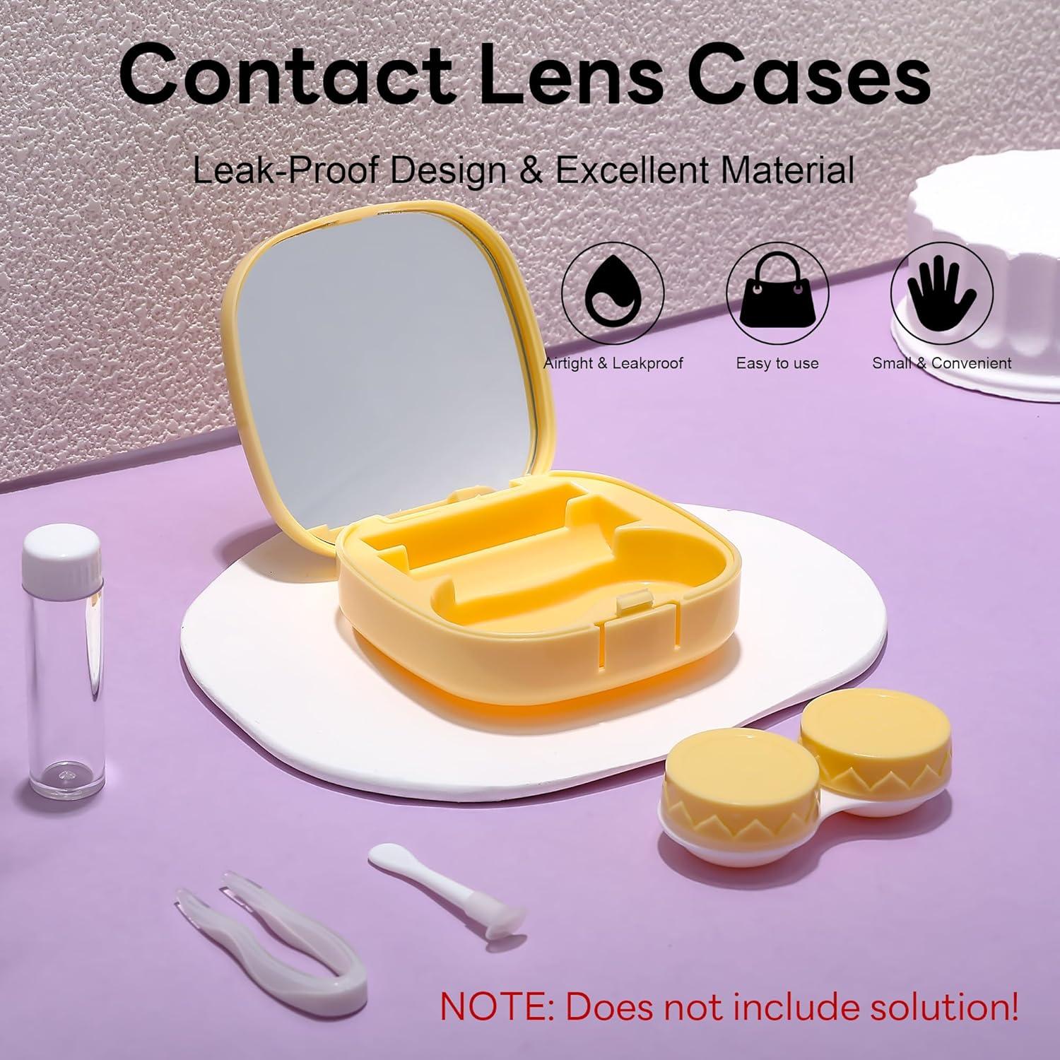 image:imageFEISEDY Portable Cute Contact Lens Case Remover Tool With Mirror Tweezers Kit for Women and Girl B0081Yellow