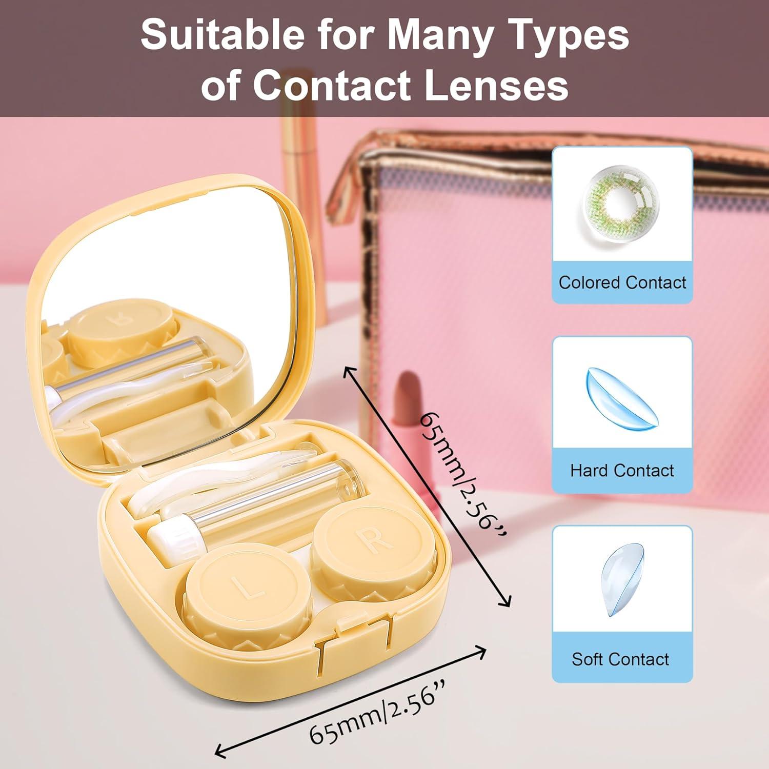 image:imageFEISEDY Portable Cute Contact Lens Case Remover Tool With Mirror Tweezers Kit for Women and Girl B0081Yellow