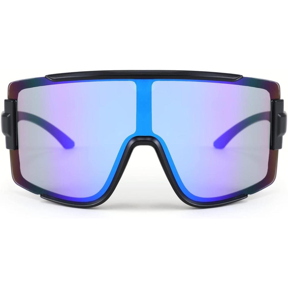 image:imageFEISEDY Men Women Sunglasses 80s Sport Cycling Baseball Glasses for Youth Teens Running Softball B4057Blue Mirror