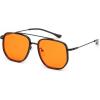 image:imageFEISEDY Retro Aviator Sunglasses for Women Men Vintage Classic Square Metal Frame Sun Glasses Trendy Shades B0371Black Frame Orange Lens