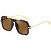 image:imageFEISEDY Retro Square Aviator Sunglasses for Women Men Trendy 70s Shades B4193Black FrameBrown Lens