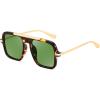 image:imageFEISEDY Retro Square Aviator Sunglasses for Women Men Trendy 70s Shades B4193Tortoise FrameGreen Lens