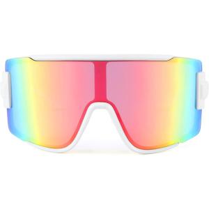 FEISEDY Men Women Sunglasses, 80s Sport Cycling Baseball Glasses for Youth Teens Running Softball B4057(Rainbow Mirror)
